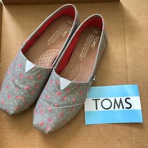 TOMS Alpargata Slip on Grey with Pink Flamingos